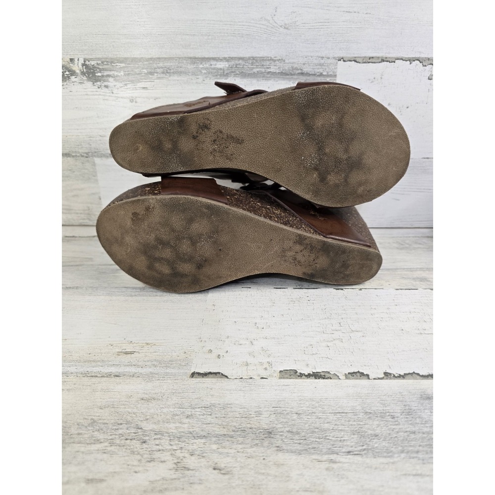 Blowfish Malibu Womens Brown Faux Leather Strappy Buckle Cork Wedge Sandals - Picture 10 of 11